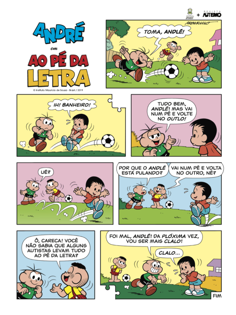 André e a Turma da Mônica em: ao pé da letra — Revista Autismo