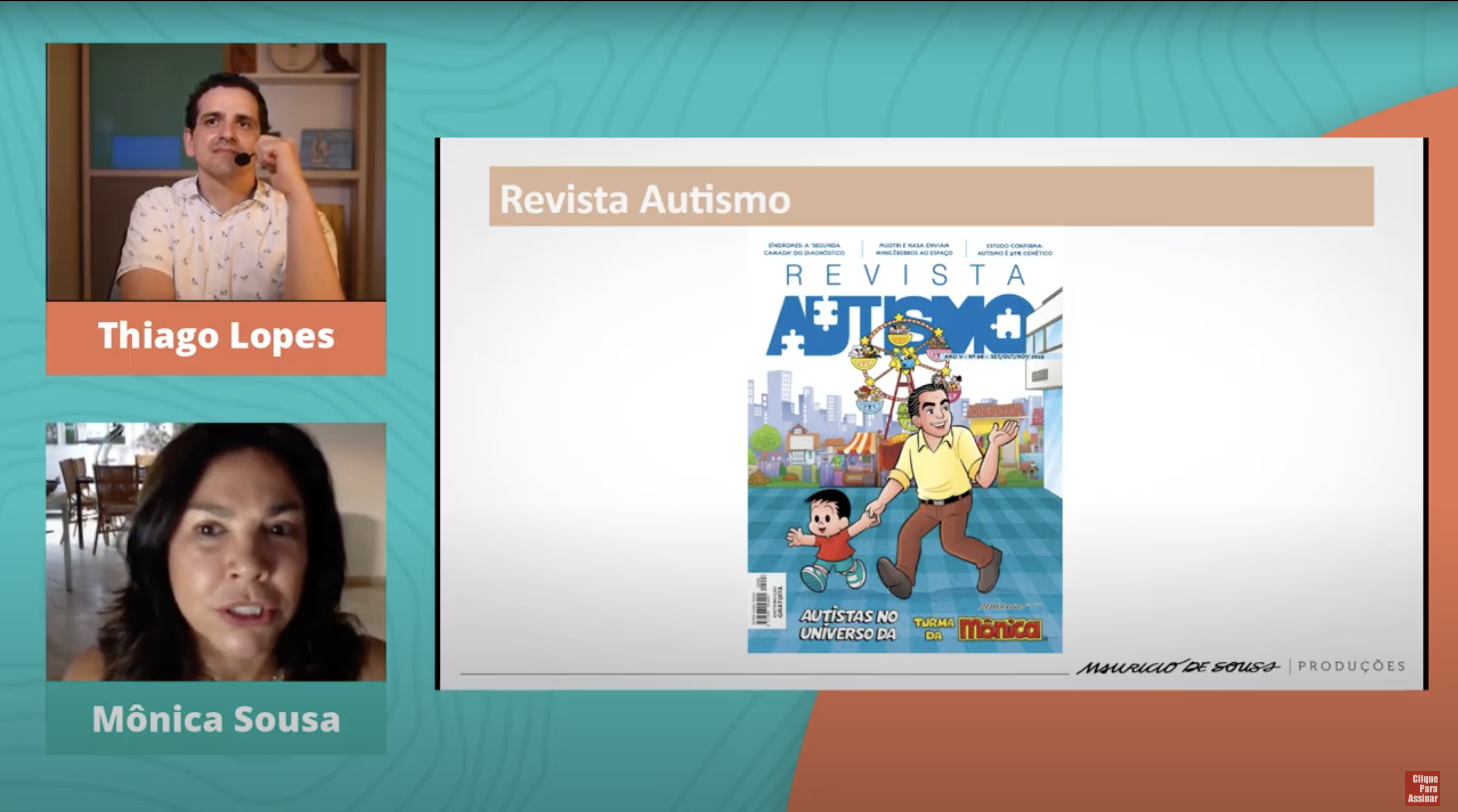 Revista Autismo mostrada na live do Instituto Farol com Mônica Sousa