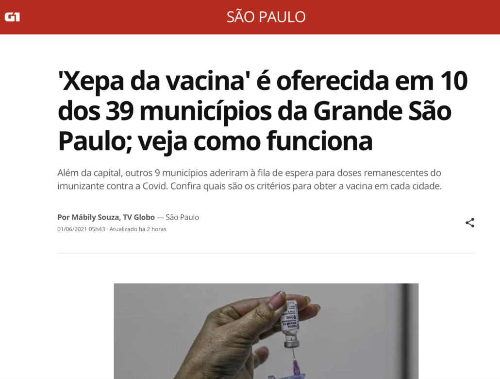 Pessoas com deficiência física podem se candidatar a tomar a 'xepa da vacina' na Grande SP - Canal Autismo / Revista Autismo / G1