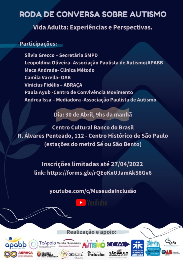 SP terá roda de conversa sobre autismo dia 30 de abril - Canal Autismo / Revista Autismo