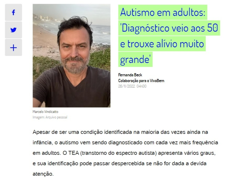 UOL traz relatos de adultos autistas com diagnóstico tardio — Canal Autismo / Revista Autismo