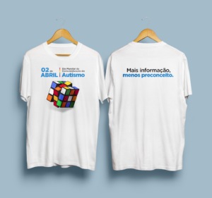 Modelo de camiseta para o Dia Mundial de Conscientização do Autismo 2023 — um campanha Canal Autismo / Revista Autismo